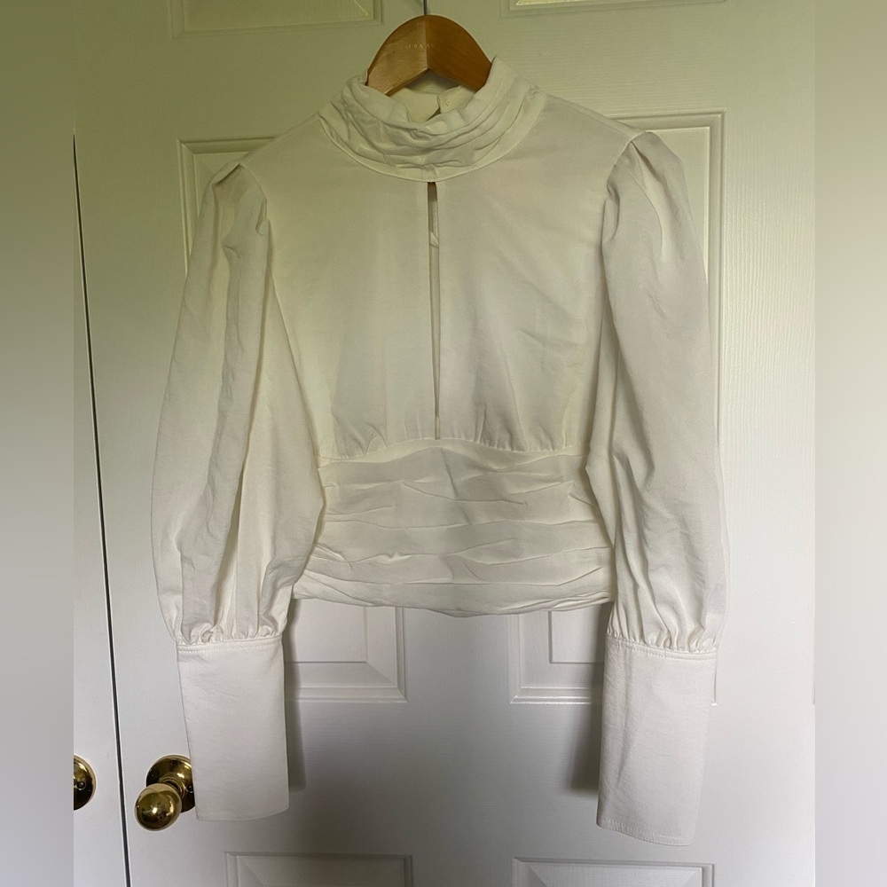 NWT Choosy White High Collar Blouse, US 10